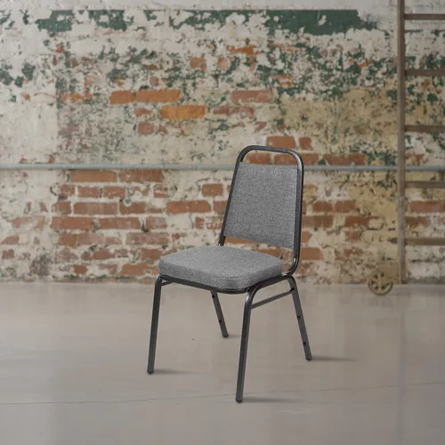 Vista 8 de EMMA + OLIVER Silla de banquete con respaldo trapezoidal, vinilo negro/marco negro 2.5" Seat