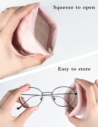 Vista 3 de COMF-PRO Squeeze Top Sunglass Pouch - Portable Sunglass Organizer Pouch Bags Soft PU Leather Glasses 2 Pack