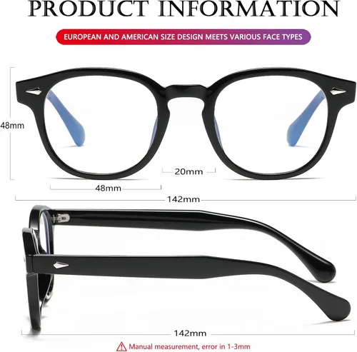 Vista 7 de AIEYEZO Retro Computer Blue Light Blocking Glasses for Men Women Fashion Round Computer Gaming Glasses