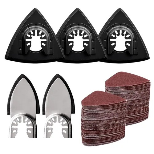 Vista 8 de 4 paquetes de almohadillas de lijado oscilante triangular – 3-1/8 pulgadas de gancho y bucle, accesorio de lijado multiherramienta para carpintería