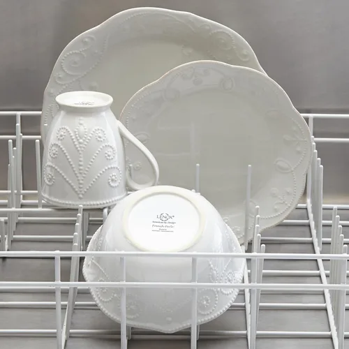 Vista 8 de Lenox 890951 French Perle - Juego de vajilla de 12 piezas, color blanco