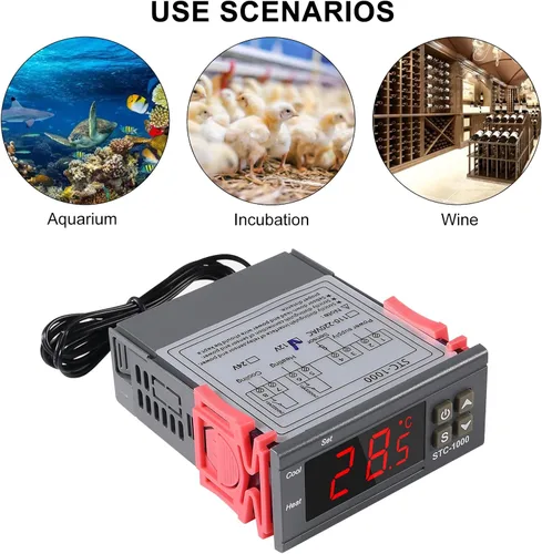 Vista 5 de 2 unids STC-1000 controlador de temperatura digital 12 V termostato incubadora termorregulador relé calefacción refrigeración con sensor cable