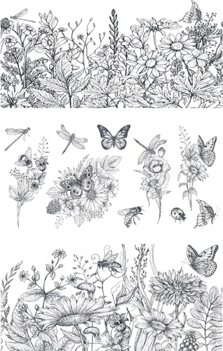 Vista 17 de Transferencias para frotar para manualidades y muebles 3 hojas de diseño 15 cm x 30 cm Transferencias para decoración del hogar Decalcomanías