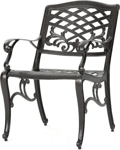 Vista 6 de Christopher Knight Home Sarasota - Sillas de aluminio fundido para exteriores, juego de 2 piezas, bronce martillado