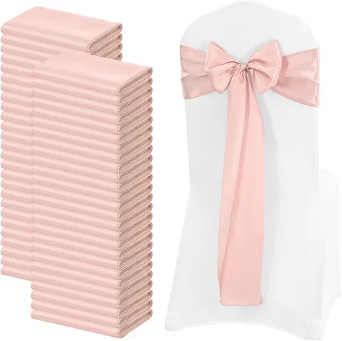 Vista 22 de 72 bandas de satén para silla, color azul bebé, lavables y reutilizables, fundas universales para silla, suministros para atar en la espalda