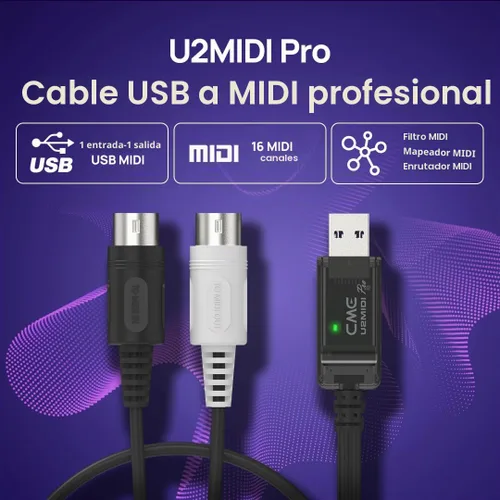 Vista 4 de CME C2MIDI Pro - Cable MIDI USB-C de doble propósito con filtro, mapeador y enrutador - Interfaz USB a MIDI Plug & Play - Cable MIDI independiente