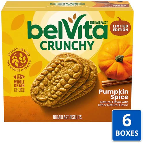 Vista 4 de Galletas Belvita de especias de calabaza, edición limitada, para desayuno, cajas de 2 X 8.8 onzas