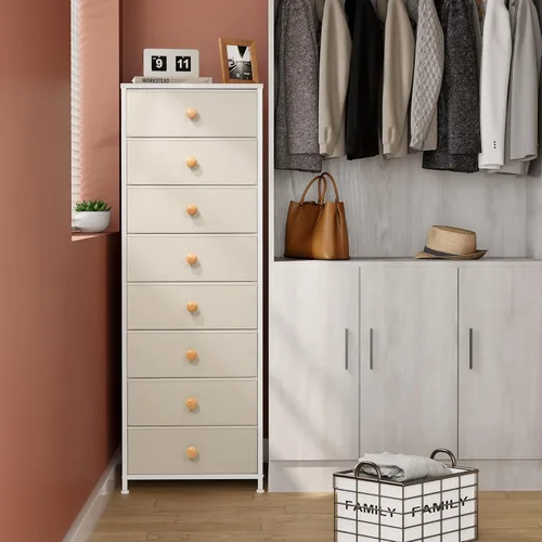 Vista 7 de Crestlive Products Cómoda Alta, Torre de Almacenamiento de Tela de 8 Cajones, Cajoneras - Unidad Organizadora Vertical para Dormitorio, Pasillo