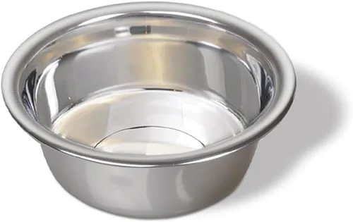 Vista 4 de Van Ness Pets - Cuenco de acero inoxidable mediano y ligero para perros, 32 onzas, plato para alimentos y agua, natural