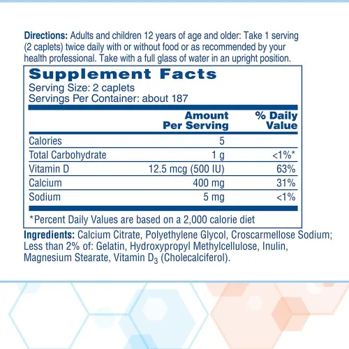 Vista 6 de Citracal Petites, altamente solubles, fáciles de digerir, 400 mg de citrato de calcio con 500 UI de vitamina D3, suplemento de salud ósea