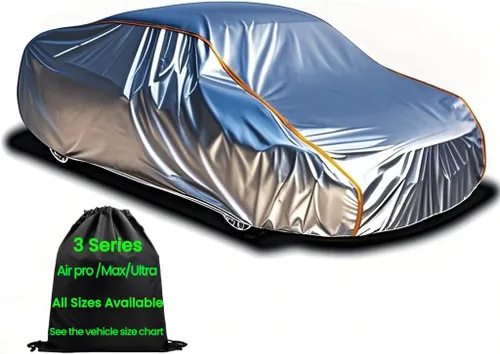 Vista 10 de Funda impermeable para automóvil deportivo, súper ligera, para todo tipo de clima, resistente a los rayos UV y a los arañazos, con cremallera