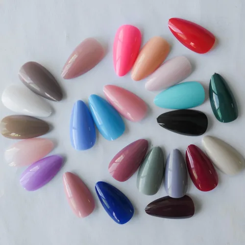 Vista 6 de AddFavor 576 uñas postizas a presión de almendra, uñas postizas medianas de cobertura completa, uñas cortas de aguja a presión, uñas postizas