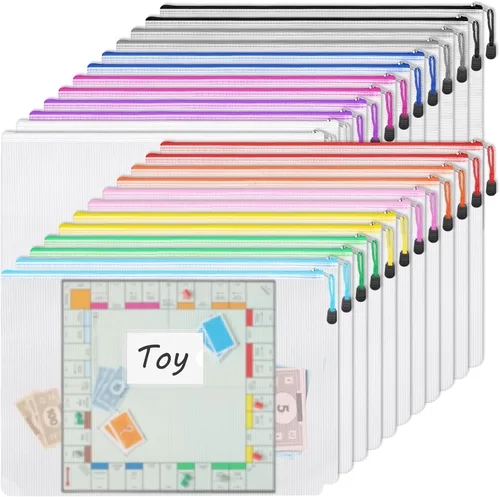 EOOUT 24 bolsas de malla con cremallera Bolsa de documentos A3 extra grande con bolsillo para etiquetas, 16.9 x 12 pulgadas, carpetas de archivos de