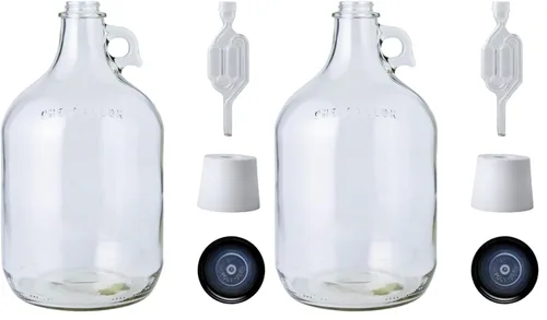 FastRack Jarra de 1 galón con cierre de aire de doble burbuja, tapa Polyseal, tapón perforado #6.5 (paquete de 2)