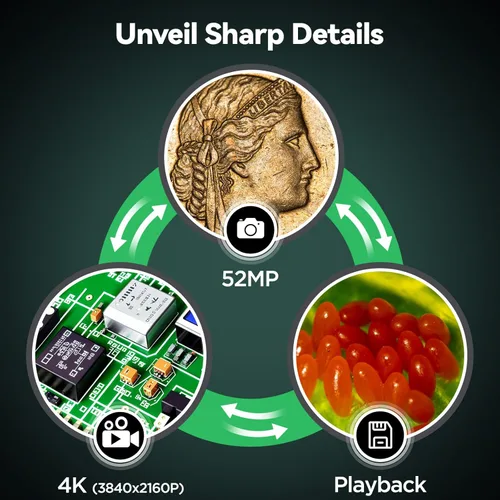 Vista 8 de Microscopio digital de enfoque automático 4K, microscopio de soldadura HDMI de 10 pulgadas con estación de manos de ayuda y brazo flexible