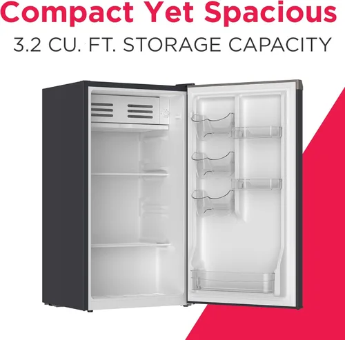 Vista 3 de Frigidaire Mini refrigerador, compartimento compacto para congelador, control de termostato ajustable, puerta reversible, serie contemporánea, 3.2