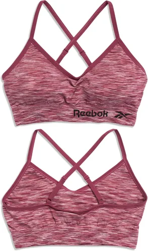 Vista 6 de Reebok Bralette sin costuras para mujer, ligero, suave, elástico, sin costuras, paquete de 2