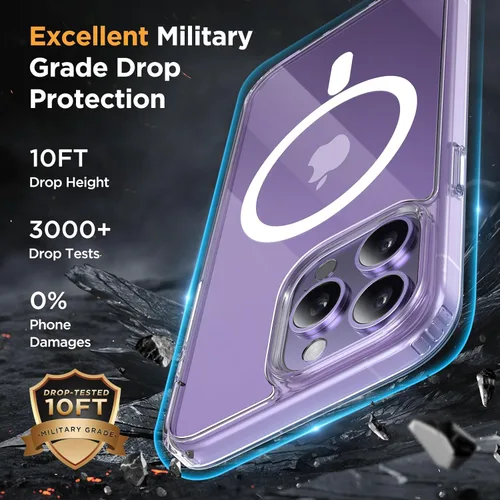 Vista 550 de Miracase - Funda magnética para iPhone 13 de 6.1 pulgadas (compatible con MagSafe) (con 2 protectores de pantalla), protección de grado militar