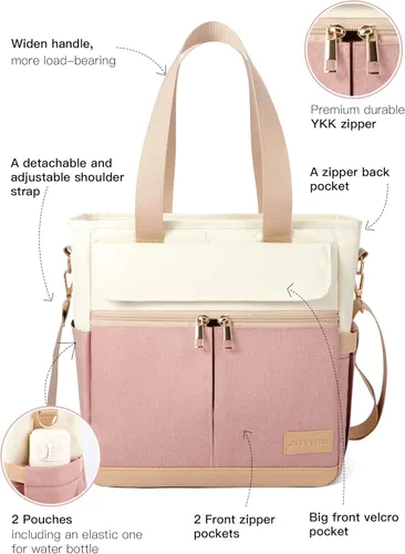 Vista 2 de JOYHILL Bolsa de almuerzo para mujer, lonchera aislada a prueba de fugas con correa para el hombro, bolsas de almuerzo reutilizables para adultos