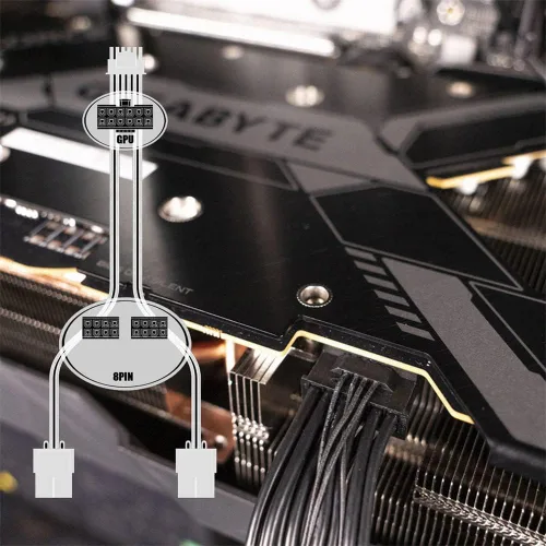Vista 6 de NFHK 12VHPWR ATX3.0 PCI-E 5.0 Cable modular de alimentación a Dual ATX 8Pin para 3080 3090TI PSU 16Pin 12+4P tarjeta gráfica