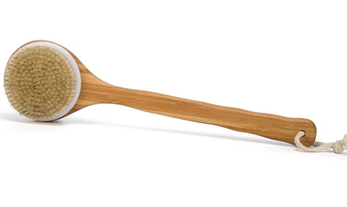 Vista 7 de Bath Dry Body Brush- Cepillo para la espalda con cerdas naturales, de largo mango de madera para la celulitis y es exfoliante de Janrely