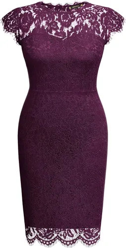 Vista 5 de Miusol Vestido de noche formal para mujer, con encaje retro, sin mangas, talla grande