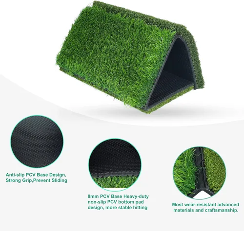Vista 4 de NEWCARE Golf Hitting Mat, Thickened Golf Practice Mat for Indoor Outdoor Training, Swing Path Hitting Turf Mat with Non-Slip Rubber Backing, Golf