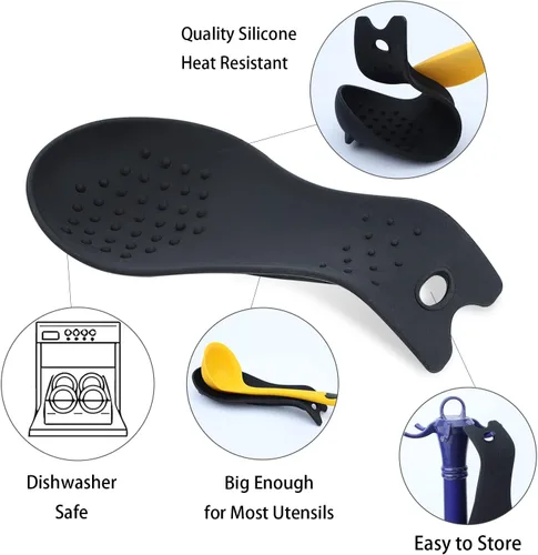 Vista 4 de MSY BIGSUNNY Soporte de cuchara de silicona para la parte superior de la estufa, soporte de cuchara resistente al calor, soporte para utensilios