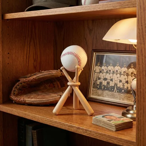 Vista 5 de Honoson Baseball Stand Holders Balls Display Bat Wooden Stand Holder Display Centerpieces Tables for Baseball Sports Lover(1 Pack)