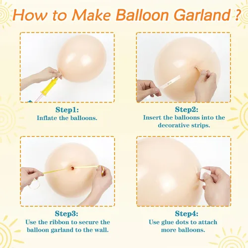 Vista 3 de Kit de arco de guirnalda de globos «Here Comes the Sun» de 151 piezas, estilo bohemio, retro, azul pizarra polvorienta, naranja quemado, naranja