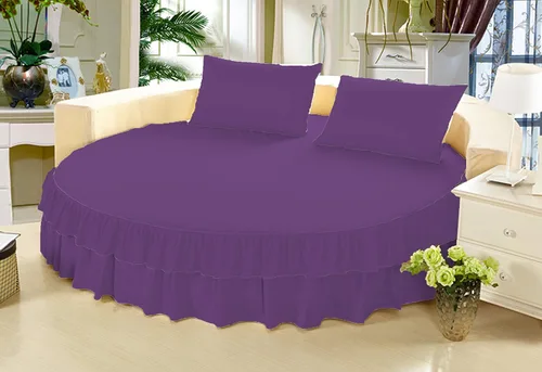 Vista 5 de Falda de cama – 1 pieza sólida de 21 pulgadas, con doble volante, caída a medida, para cama redonda, algodón puro de 800 hilos