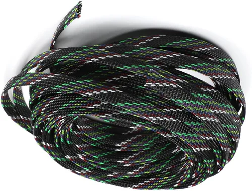 Vista 76 de Wenheww - Funda de cable trenzada expandible de PET, de 1.64 pies a 3/8 pulgadas, manga negra para organización de cables, protector de cable