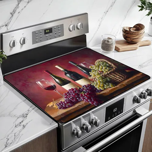 Vista 23 de Cubierta de estufa de vidrio resistente al calor con revestimiento de goma antideslizante – Protector de estufa eléctrica, resistente a