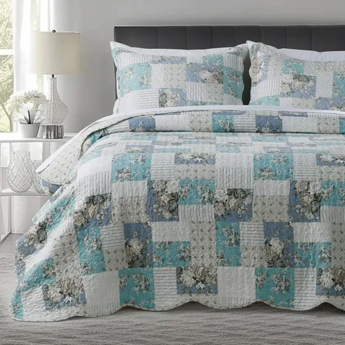 Vista 15 de KASENTEX Juego de colcha individual, colcha ligera, colcha reversible, ropa de cama impresa con diseño campestre, funda de edredón prelavada - Ropa