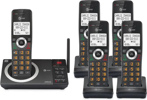 Vista 22 de AT&T DECT 6.0 Teléfono doméstico con cable o inalámbrico con 1 auricular y contestador, bloqueador de llamadas inteligente, identificación