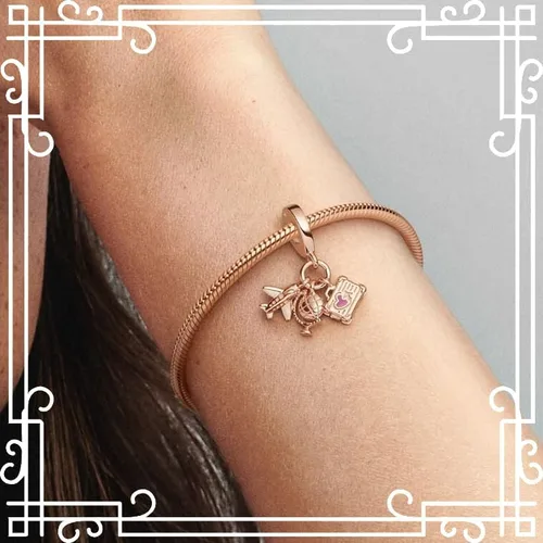 Vista 7 de Dije de globos de corazón de amor, perlas familiares de viaje, dijes de cumpleaños para mujer, collar y pulsera en plata de ley 925 con circonita