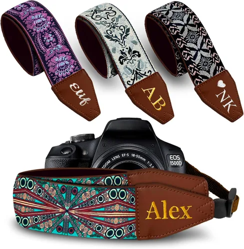 Vista 44 de Art Tribute Camera Strap for All DSLR and Mirrorless Cameras. Add Your Name Or Initials Make It a Personalized Gift