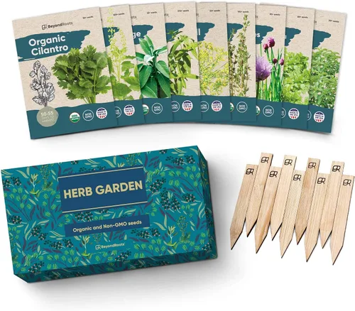 9 semillas de jardín de hierbas para plantar – Paquetes de semillas de hierbas orgánicas certificadas por USDA – Semillas de reliquia sin OMG –