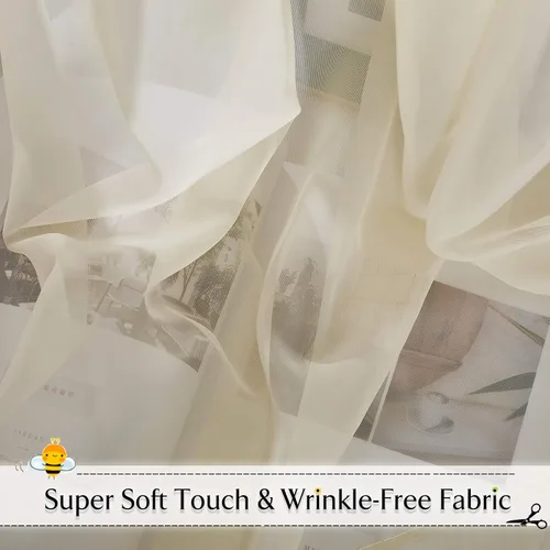 Vista 5 de RYB HOME Cortinas de cama con dosel – Bufanda larga transparente para ventana, cortinas de cenefas para arco de boda, puerta francesa, marco