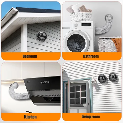 Vista 7 de Cubierta de ventilación de secadora exterior, rejilla de ventilación redonda de acero inoxidable de 4 pulgadas, ventilación de pared de apertura