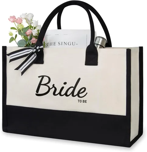 Vista 27 de TOPDesign Canvas Tote Bag, Bridal Shower Gifts for Bride, Wedding Bachelorette Bride Gifts Shoulder Bag