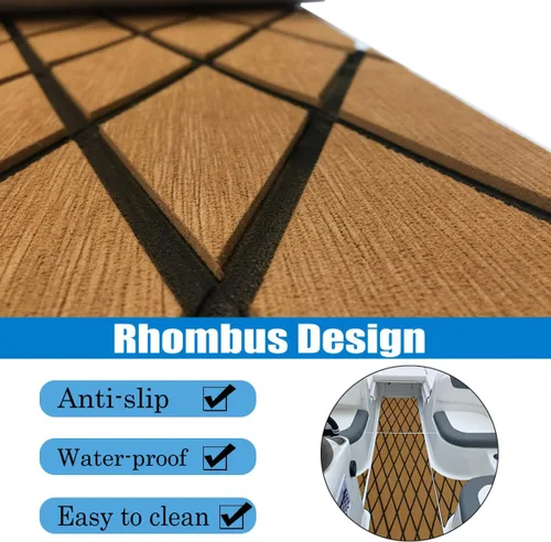 Vista 5 de LUBEMIDA Boat Flooring EVA Foam Decking Marine Carpet 74.8"×27.5" Non-Slip Self Adhesive Mat for Yacht RV Kayak