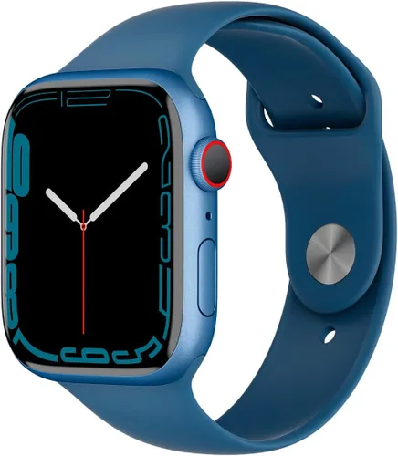 Vista 16 de Apple Watch Series 7 con GPS + celular, caja de aluminio color medianoche de 45mm con correa deportiva color medianoche, tamaño regular (renovado)