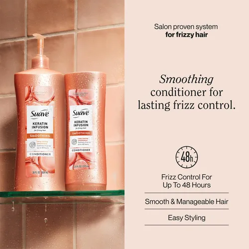 Vista 2 de Suave Acondicionador alisador de infusión de queratina de 2 tamaños, suave humedad diaria para un cabello suave y manejable, control