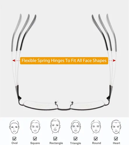 Vista 5 de K.LAVER Gafas de lectura multifocales progresivas, lentes de bloqueo de luz azul para hombres y mujeres, medio marco multifocal, lector multifoco