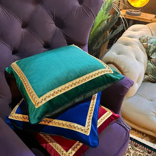 Vista 8 de Fundas de almohada decorativas de terciopelo para sofá, cama, silla, diseño de patrón bordado, verde esmeralda, paquete de 2, 18 x 18 pulgadas