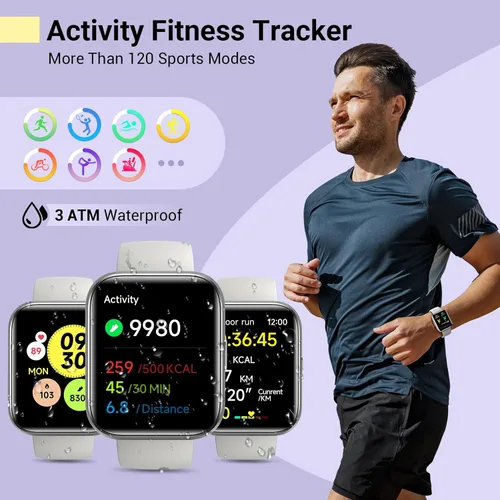 Vista 4 de Reloj inteligente para mujer, compatible con Android y iPhone, reloj de seguimiento de actividad física de 1.8 pulgadas con Alexa, alertas