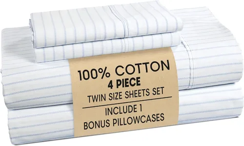 Vista 72 de Casa Platino Juego de sábanas Twin – Sábanas Twin 100% algodón con 2 fundas de almohada, sensación ligera y ajuste seguro, tejido percal crujiente