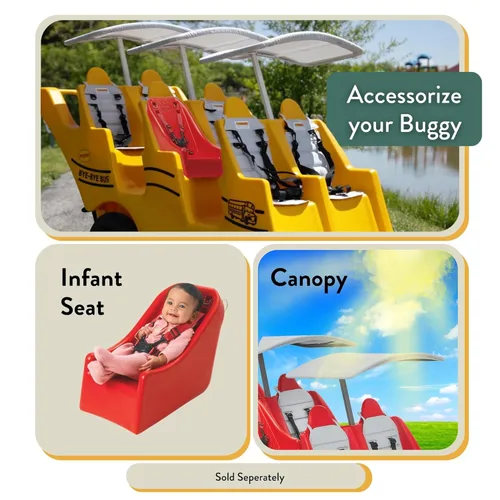 Vista 6 de Carriola multi-pasajero de 6 pasajeros de Children’s Factory, Bye-Bye Buggy, para guardería con "Neumático Gordo" nunca plano, Amarillo