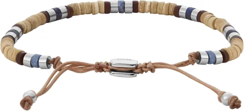 Vista 2 de Fossil - Brazalete de acero inoxidable y cuentas, para hombre